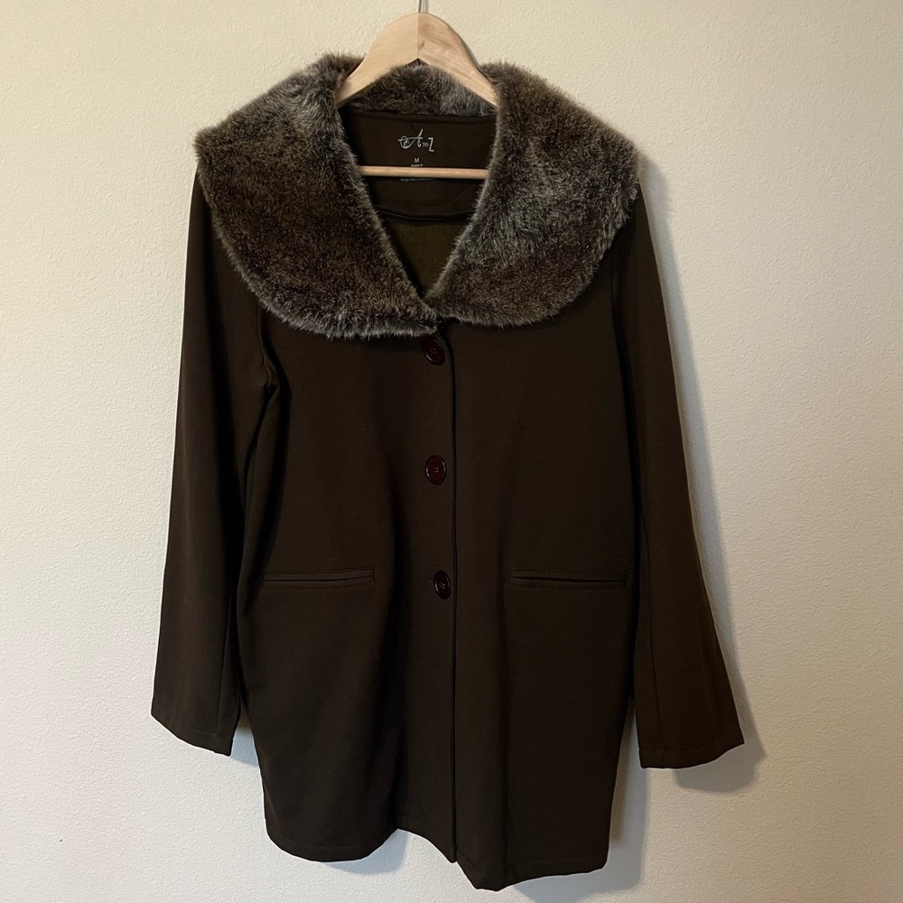 Faux Fur Collar Coat